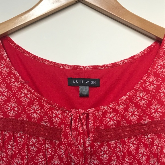 Small As U Wish Red Paisley Tanktop Dress With Tie - Picture 3 of 3